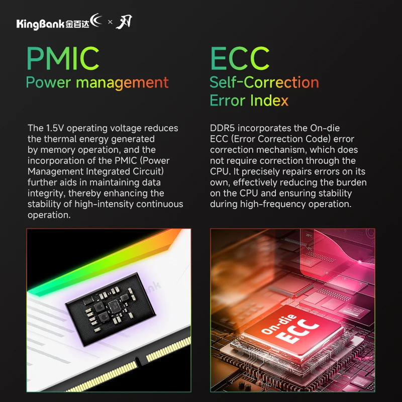 KingBank CL38 RGB Memoria Ram DDR5 RAM Speicher DDR5 RAM PC 24GBX2 48GB 8000MHz RAM für Desktop-Gaming-Computer Hynix M sterben