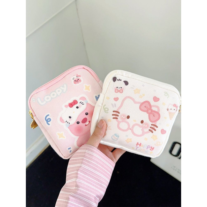 Kawaii การ์ตูน Hello Kitty สาว Tampon ผ้าอนามัยกระเป๋าขนาดกะทัดรัดน่ารัก Mini เครื่องสําอางเหรียญกระเป๋าผู้หญิงของขวัญ