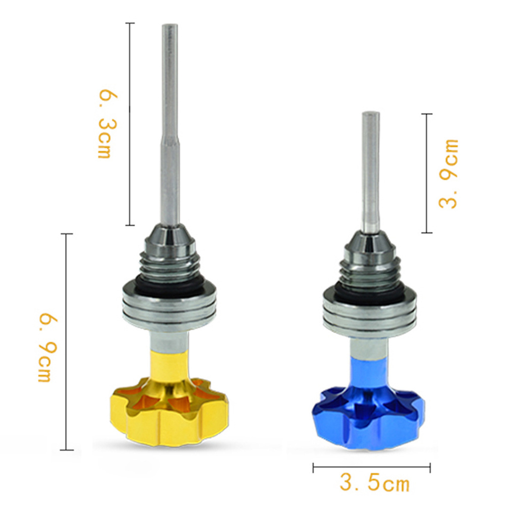オートバイエンジンオイルレベルゲージ、オイルディップスティック、充填キャッププラグ、ボトムケースオイルレベルゲージ、赤、青、黒、金、銀、アルミニウム、スクーター、1個