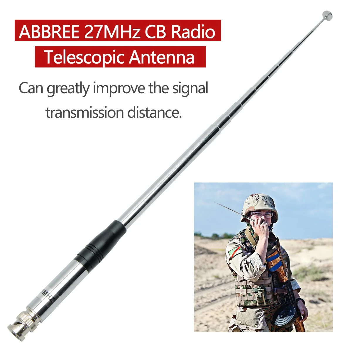 ABBREE-SMA-Macho SMA-Fêmea BNC Handheld Telescópica CB Antena, Adequado para Quansheng UV-K5 UV-K5 UV-K61 (8) Baofeng Walkie Talkie, 27MHz