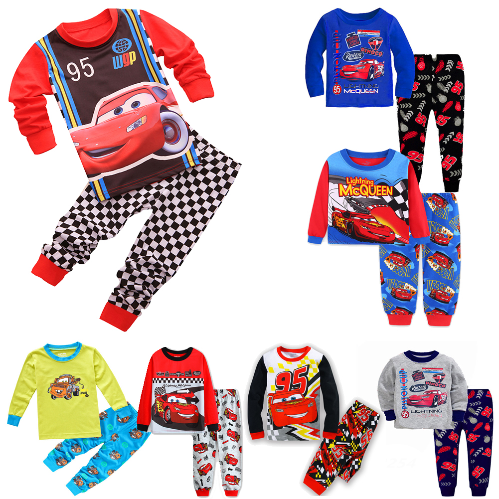 Primavera Autunno Set di abbigliamento per bambini Ragazzi 95 Auto McQueen Cartoon Sleepwear Abbigliamento Pigiama per bambini Set Neonate Pigiama di cotone