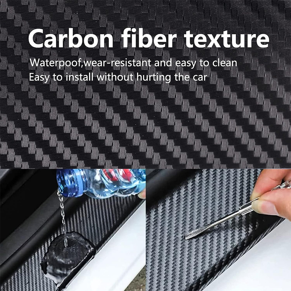 Auto Tür Kantenschutz Einstiegsleisten Schwarz Wasserdicht 3D Carbon Faser Anti Kollision Film Scratch Abdeckung Streifen Aufkleber Wasserhahn