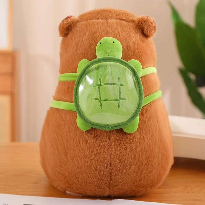 Schattig Volledig Gevuld Capibara Pluche Dier Met Schildpad Rugzak Speelgoed Voor Baby Sustase Slaapkussen Kerst Leuk Cadeau