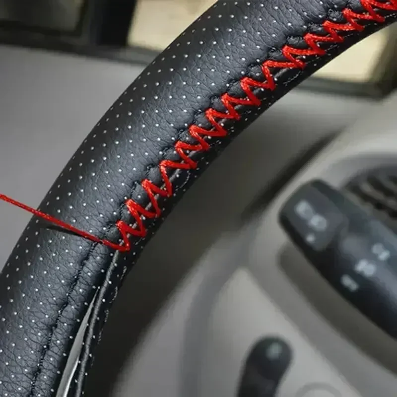 Car Steering Wheel Cover Needles And Braid Thread Artificial Leather Car Covers Suite 2 Color DIY Texture Soft Auto Accessories