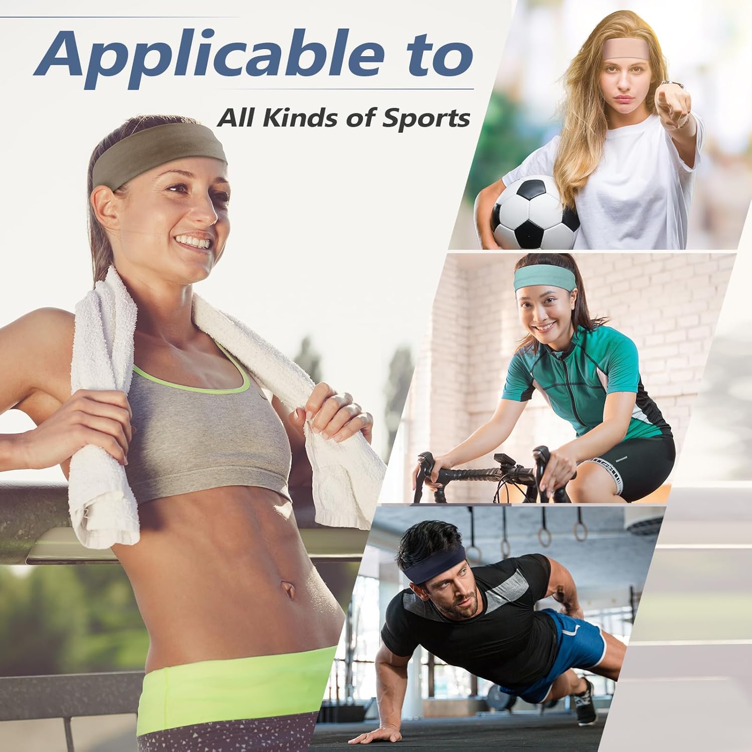 Tiara de ioga esportiva básica simples de cor sólida para absorver o suor para homens e mulheres
