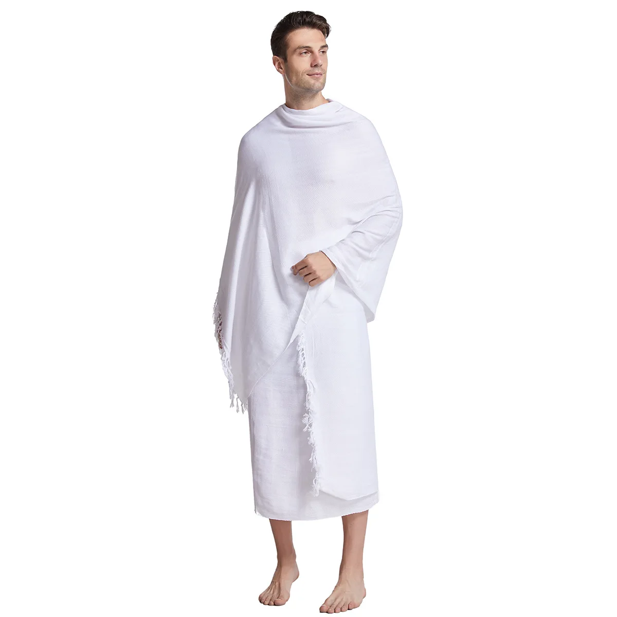 Nam 2 Cái Áo Ihram Hành Hương Khăn Ả Rập Hồi Giáo Mecca Hajj Hồi Giáo Ramadan Cầu Nguyện Thờ Trang Phục Khăn Choàng Jubba Thobe
