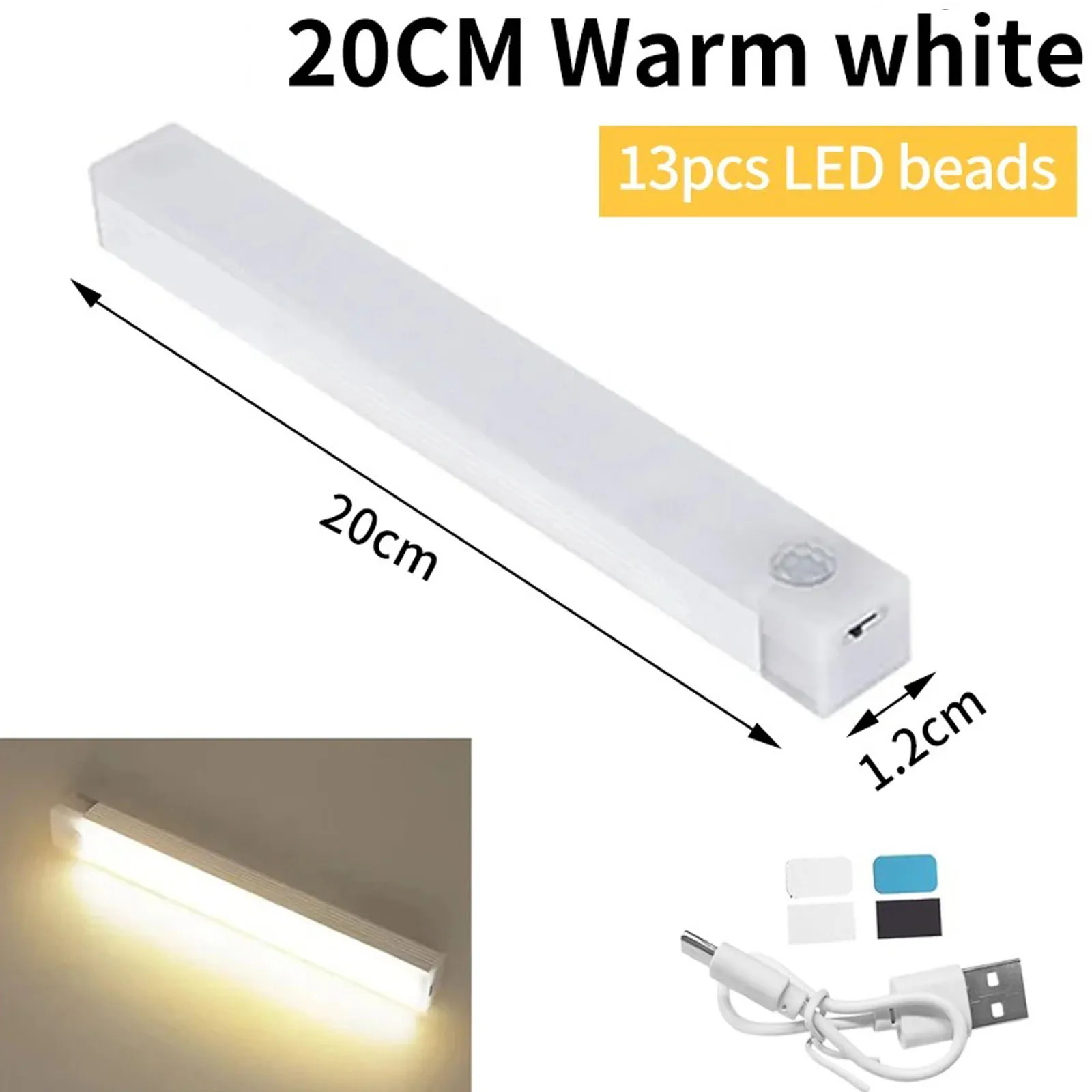 Luce per armadio con sensore di movimento a LED Luce notturna a induzione ricaricabile USB Lampada per rilevatore portatile wireless Retroilluminazione per scale da cucina