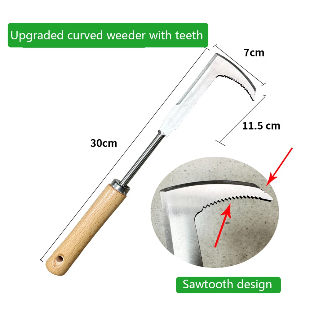 1PC Heavy Duty Carbon Steel Mower Sickle Manual Weeding Tool for Road Cracks and Garden