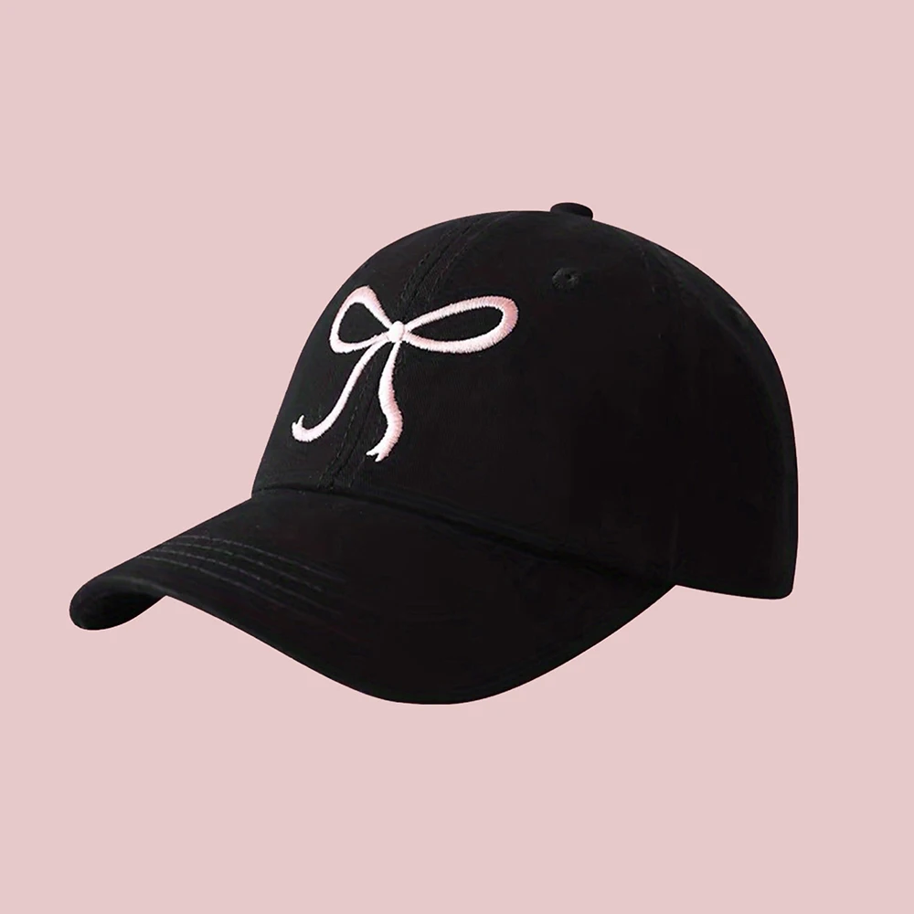 Gorra de béisbol bordada con lazo para las cuatro estaciones, gorra de pico de pato pequeña, fresca y dulce para mujer, gorra con protección solar para deportes al aire libre