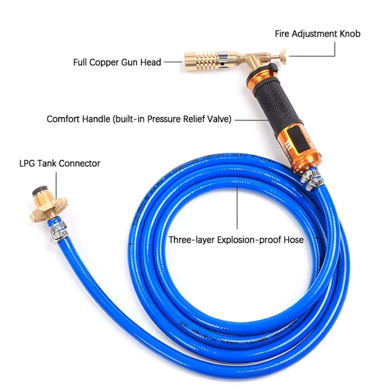 Flame Welding Torch Copper Aluminum Soldering Tool Liquefied Propane Gas Torch for Precious Metal Melting Gas Torch Blower