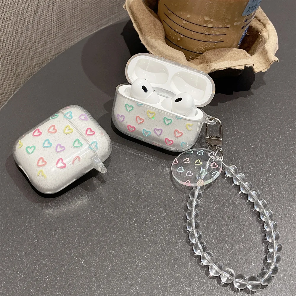 Funda brillante con purpurina de flores a la moda para AirPods 1, 2, 3, 4, funda de pulsera para auriculares inalámbricos con Bluetooth para Apple airpods Pro 2. ° Funda