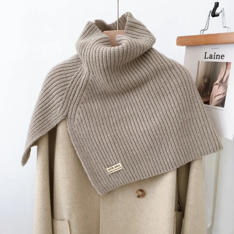 Nueva bufanda de cuello alto dividida para mujeres niñas estudiantes Otoño Invierno pañuelo tejido de Color sólido bufandas suaves chales envolventes para el cuello