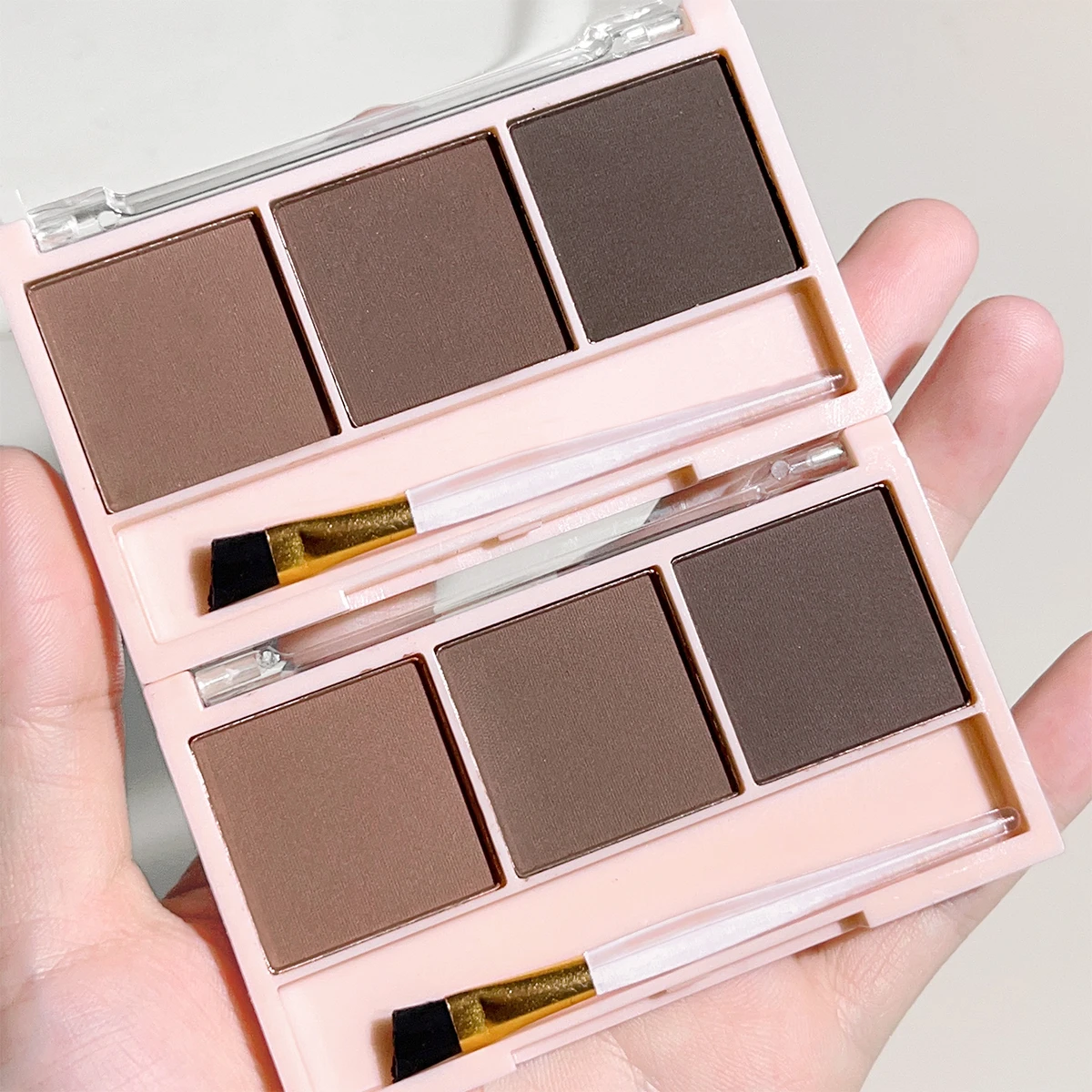 Set di cipria per sopracciglia a 3 colori con pennello: set di trucco per contorni versatile, duraturo, resistente al colore per naturale, tridimensionale