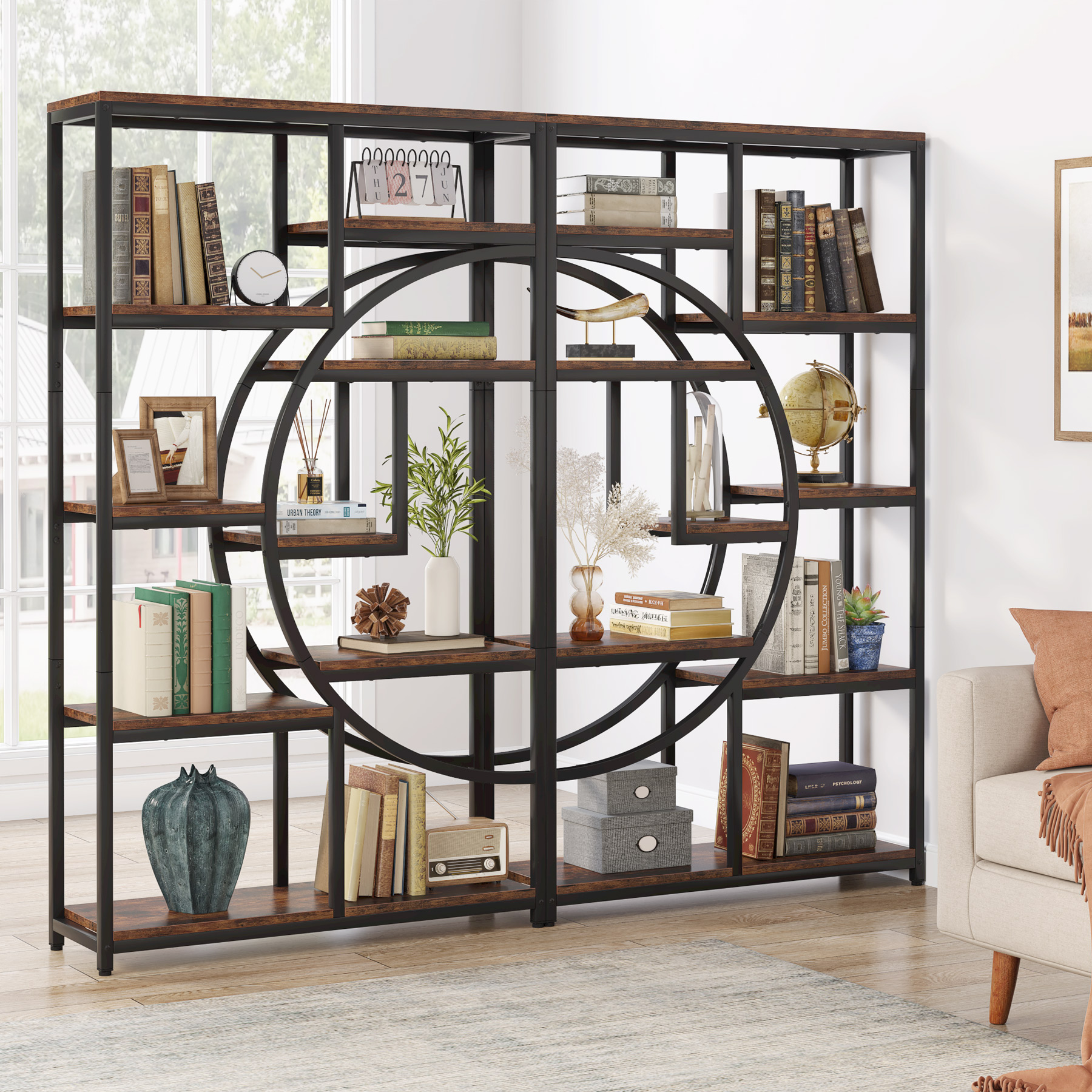 Tribesigns Bookshelf, Industrial 5 Tier Etagere Bookcase, Freestanding Tall Bookshelves Display Shelf Storage Organizer