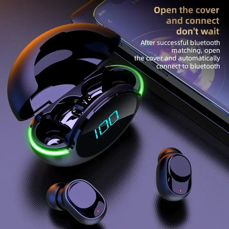 Y80 con luz ambiental digital TWS Bluetooth 5,1 auriculares Bluetooth auriculares inalámbricos deportivos y de moda