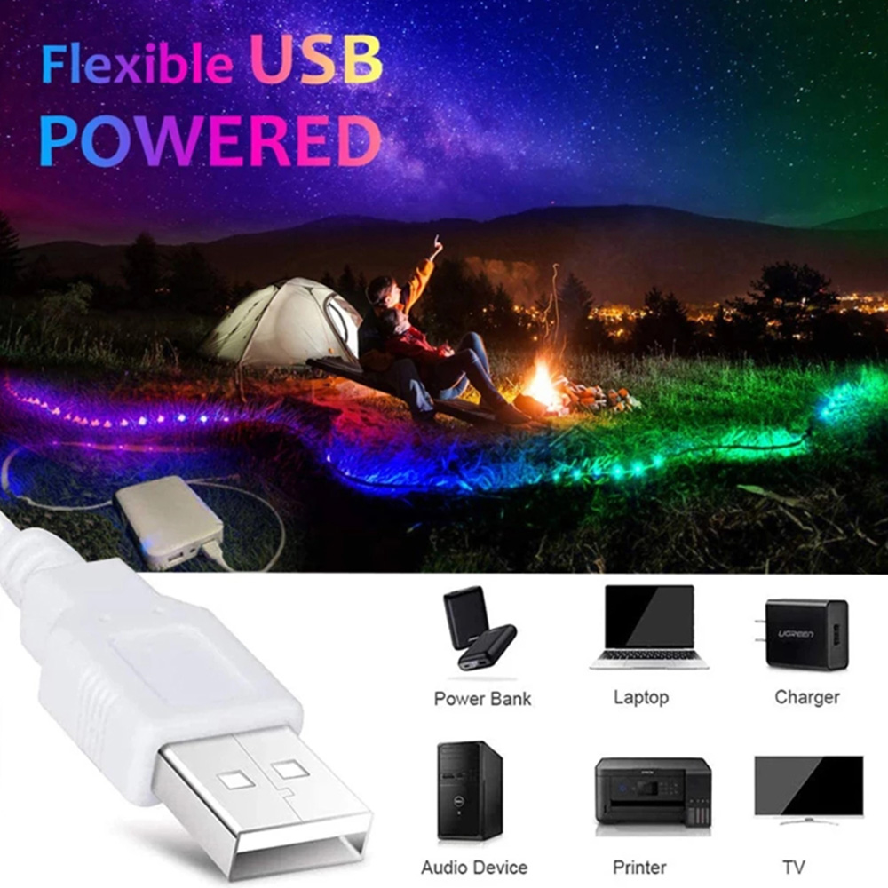 Tira de luces LED DC5V USB RGB 3535 24 teclas cinta Bluetooth con Control remoto lámpara de cambio de Color para decoración de dormitorio de Navidad