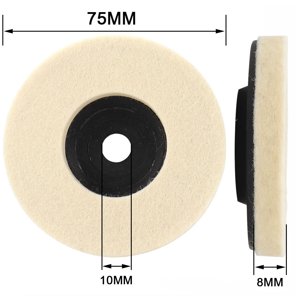 Tamponi per lucidatura per ruote per lucidatura in lana da 75 mm Disco per lucidatura in feltro per smerigliatrice angolare per metallo, marmo, vetro, ceramica