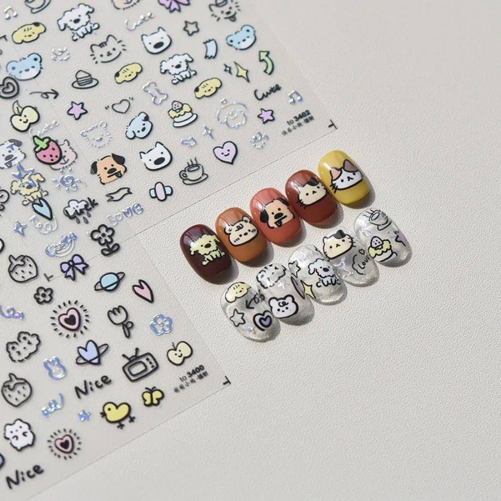 Pegatinas de dibujos animados para uñas, calcomanías de manicura 3D, autoadhesivas, suaves, multifunción