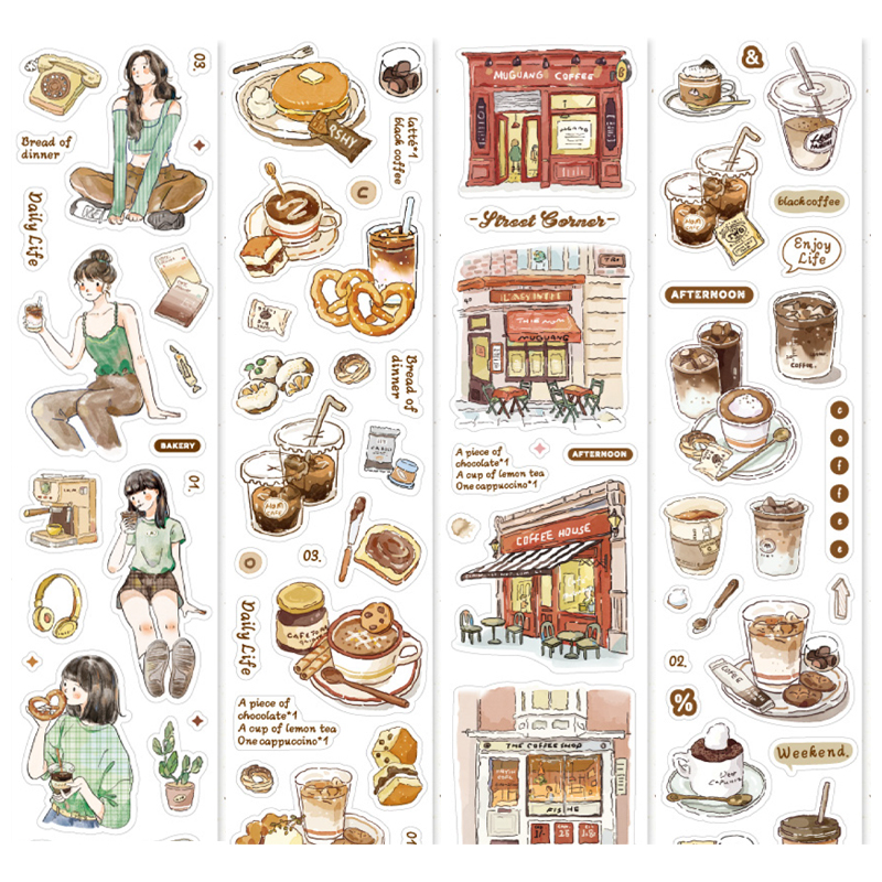 นายกระดาษ 4 สไตล์ 1 ม้วน/กระเป๋ากาแฟ Theme Washi พิเศษน้ํามัน Die Cut เทป DIY คู่มือปฏิทินสมุดภาพกรอบรูปตกแต่ง