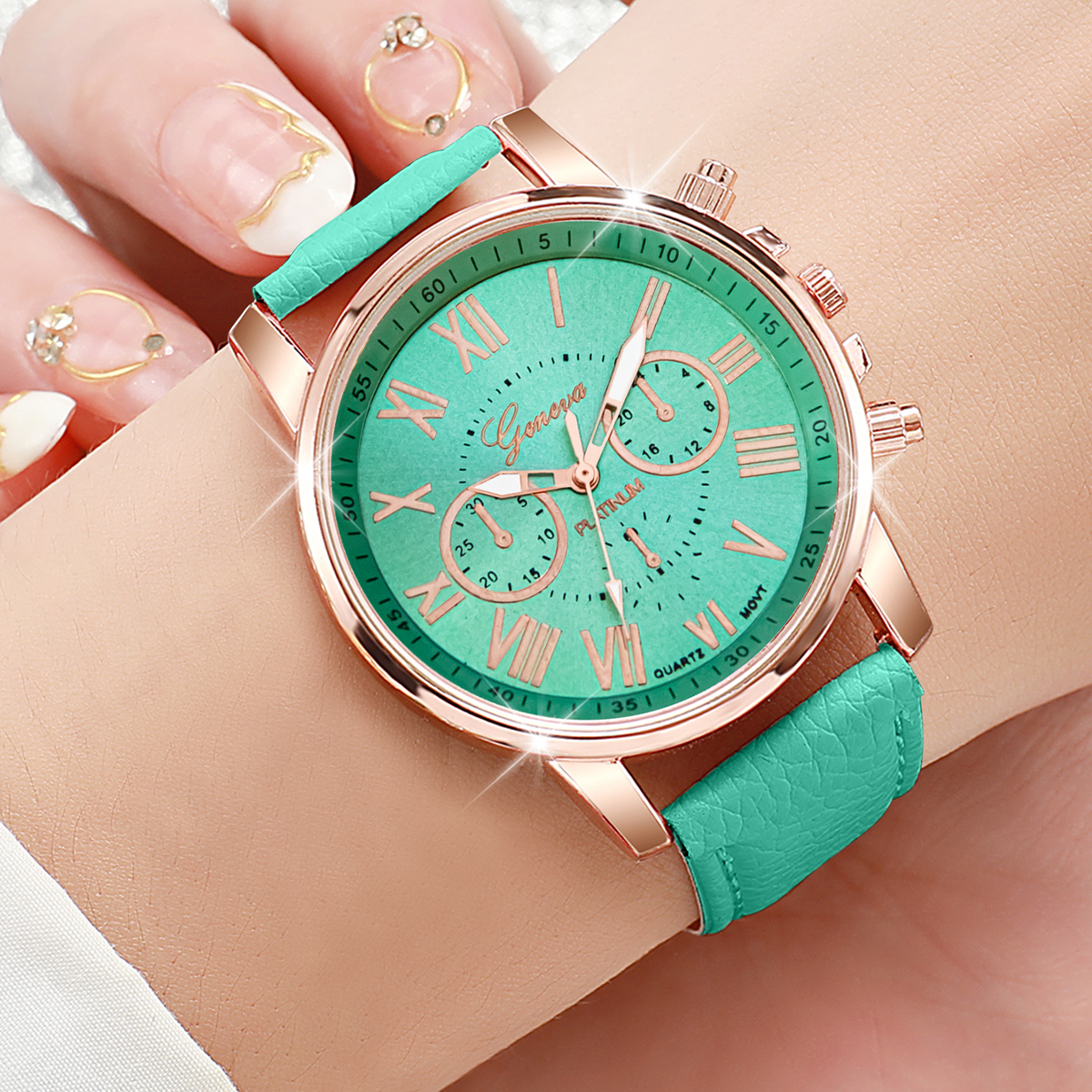 5PCS/Set Women's Multi Color Watch Fashionable and Exquisite Leather Watch with Multiple Options to Wear Every Day