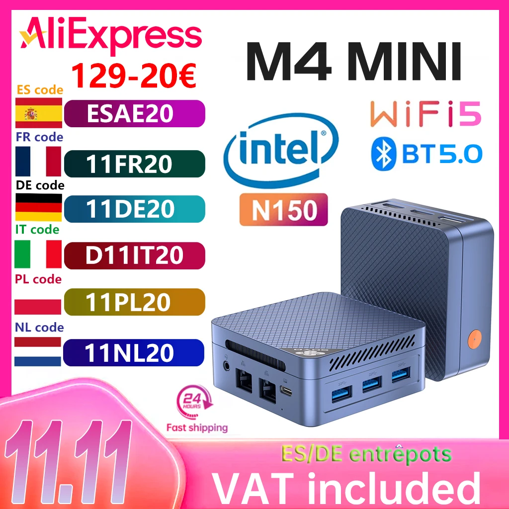 Mini PC SOYO Intel Twin Lake N150 Procesador LPDDR5 12GB RAM 512GB ROM Windows 11 Pro MiniPC WiFi 5 Computer desktop