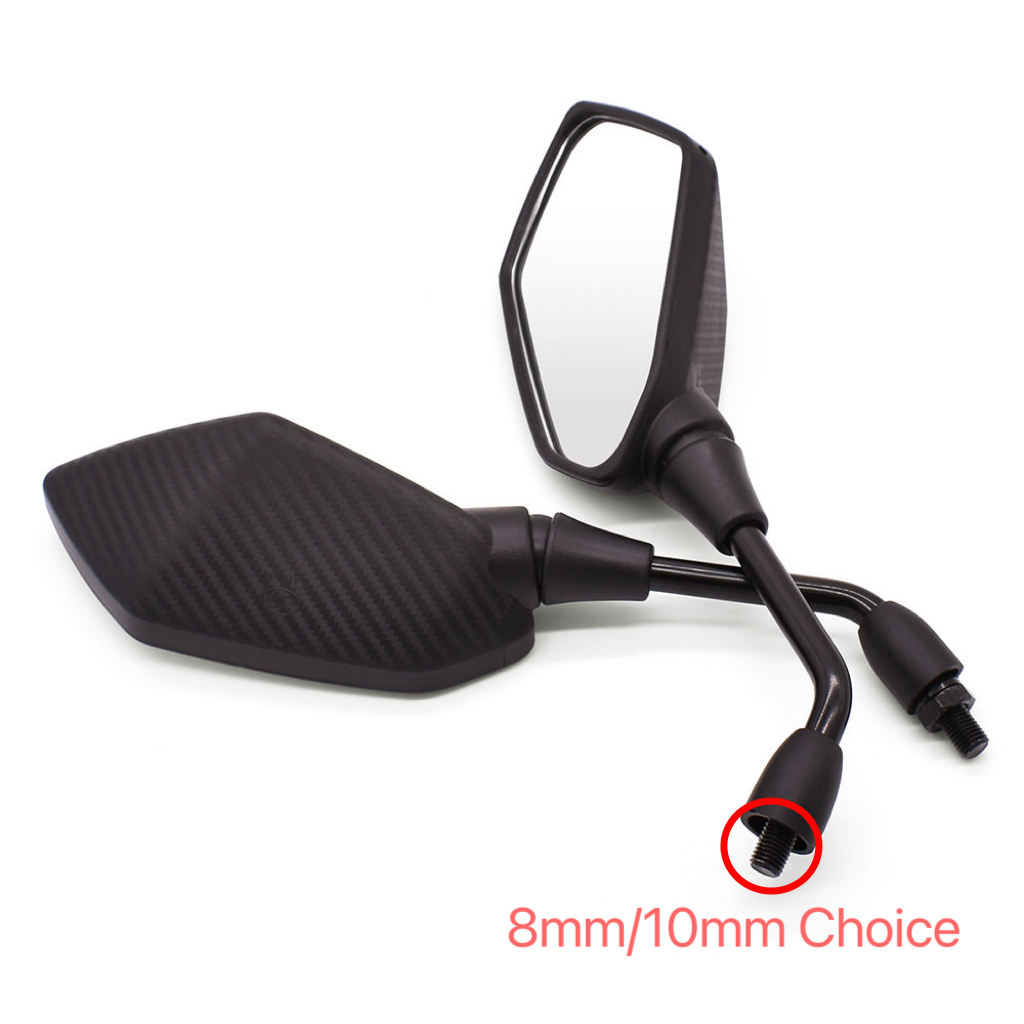 1 Pair Motorcycle Mirror Scooter E-Bike Rearview Mirrors Electrombile Back Side Convex Mirror 8mm 10mm imitation Carbon Fiber