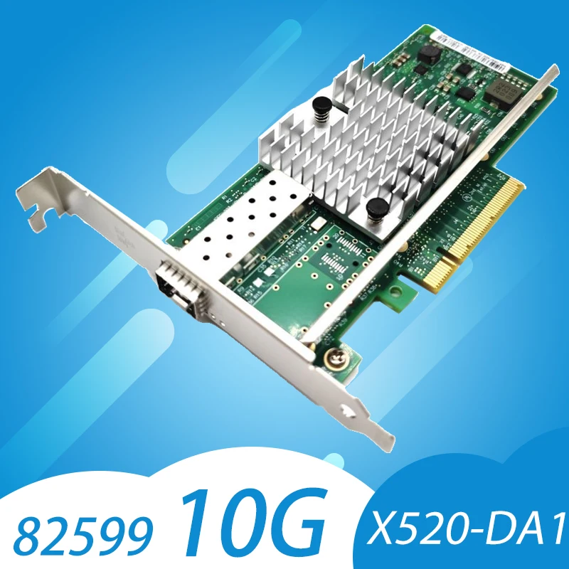 Adaptador de red Ethernet de 10 Gb Intel 82599EN X520-DA1 1xSFP+ Puerto PCI-E x8,x16 M.2 Tarjeta NIC compatible con servidor Windows/7/8/10/VMware