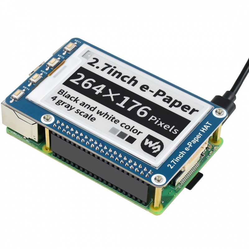 264x176, 2,7 дюйма E-Ink display HAT для Raspberry Pi, интерфейс SPI