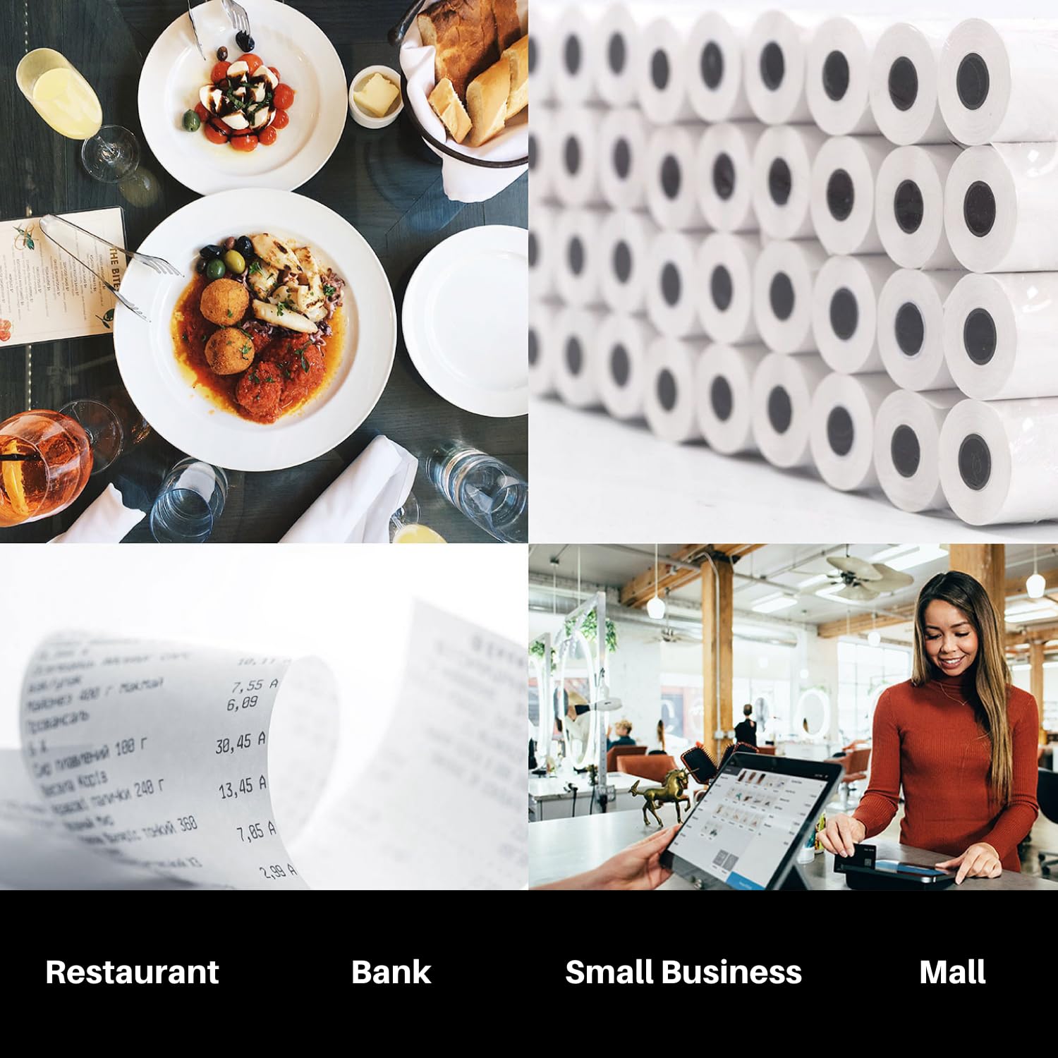 Receipt Thermal Roll Papers For Square Terminal Credit Card Machine Fits 58mm Thermal POS Printers For Business Restaurant Hotel