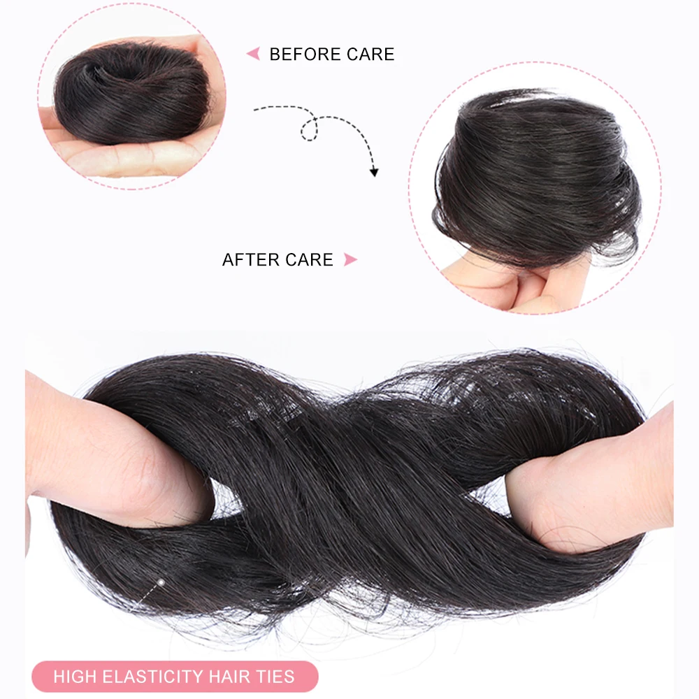 100% 人毛おだんごヘア乱雑な本物のおだんごヘア人間のおだんごヘアピース女性のためのナチュラルアップヘア乱れたシニヨン毎日