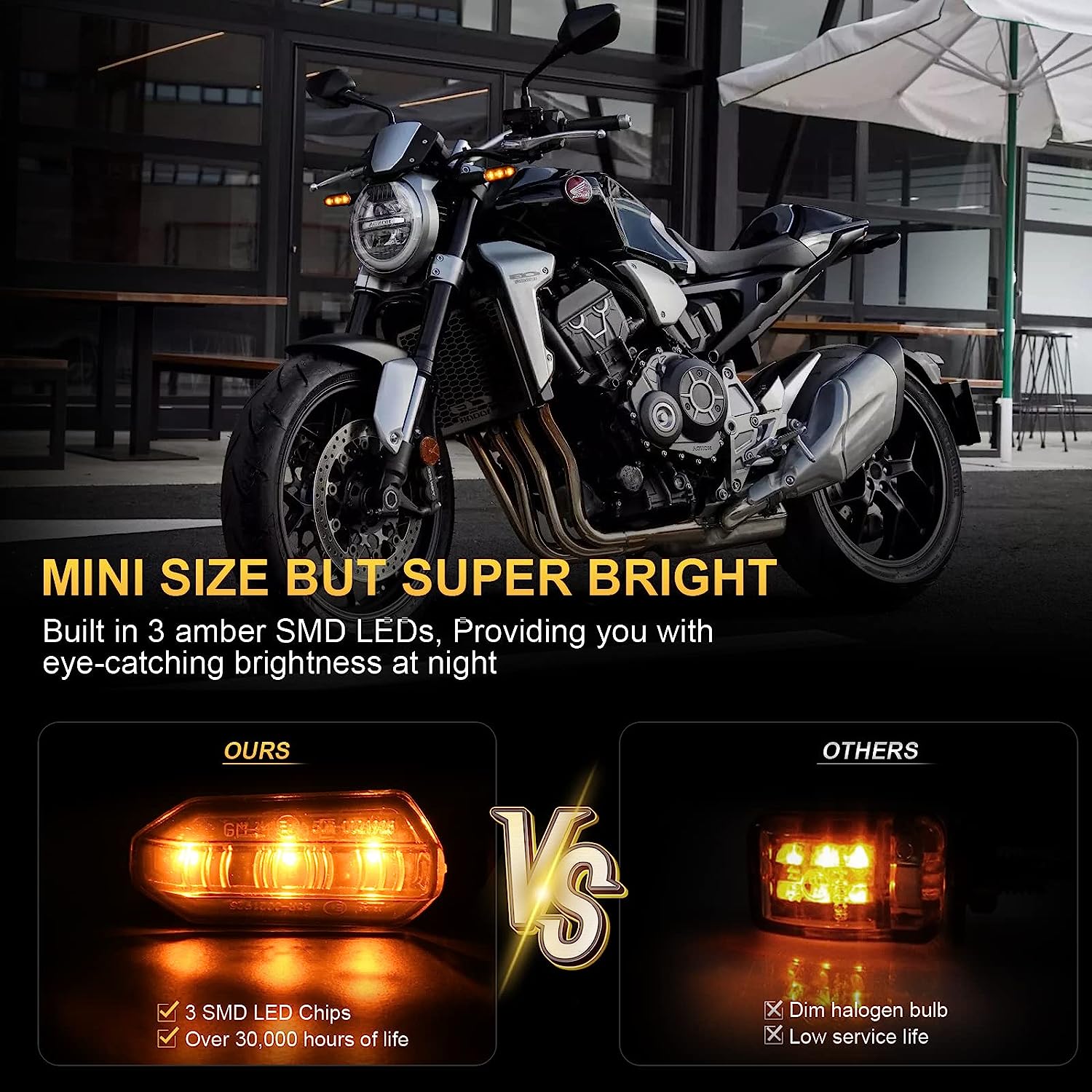 8mm Mini Motorfiets LED Knipperlichten Amber Knipperlicht Blinker Richtingaanwijzer 12V Moto Indicator Lamp Accessoires