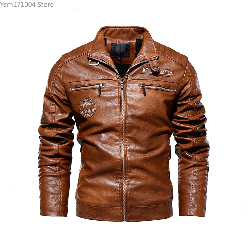 Winter Männer PU Jacke Solid Color Revers Plüsch und Dicke Männer Sportjacke Plus Größe 7XL Motorrad Lederjacke Männer Kleidung