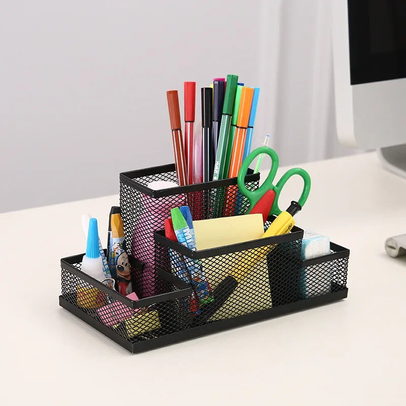 Multifunktionale Schreibtisch Metall Mesh Stift Halter Organizer Büro Liefert Schule Schreibwaren Lagerung Fall Stift Stehen Desktop Zubehör