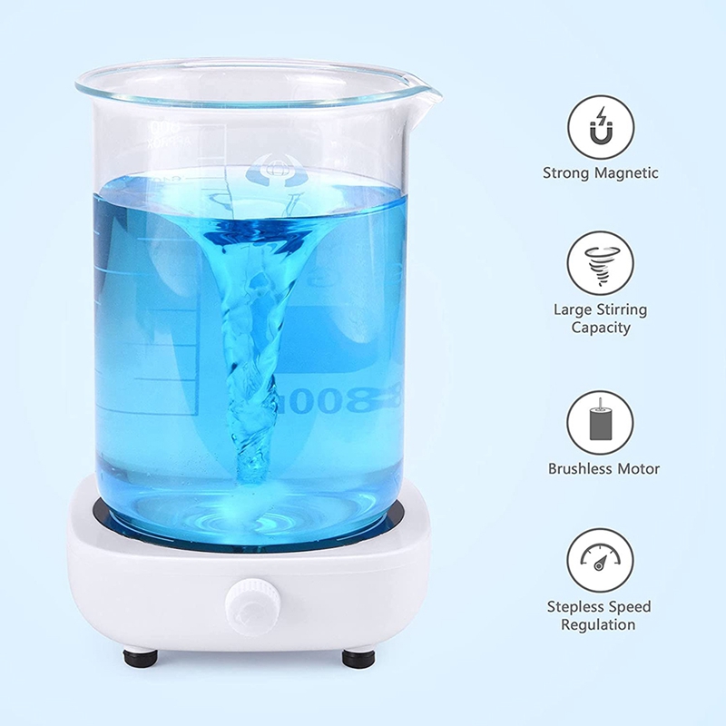 Magnetische roerder Mini Lab Roermixer Draagbare roerderplaat met roerstaaf 2L 4000 RPM voor laboratorium (EU/US/UK-stekker)