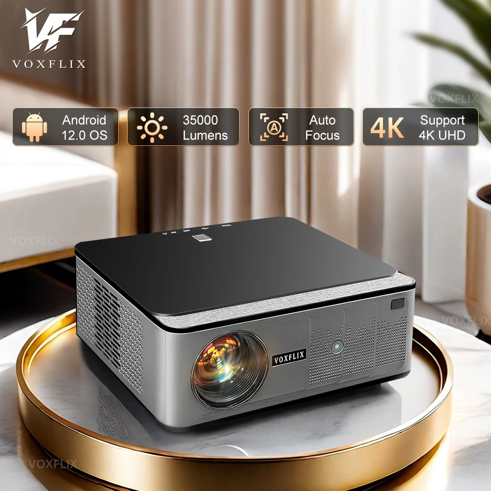 VOXFLIX VF71 Full HD 1080P 35000 lúmenes enfoque automático proyector keystone 4K Android 12 WiFi6 Home Theater haz inteligente