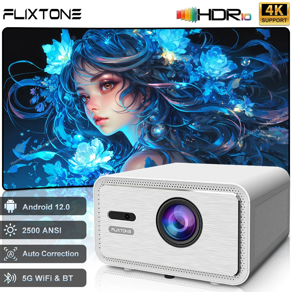 Flixtone D9W Mini proyector 2500 ANSI full hd 1080P 4k proyectores para películas haz Android Smart tv Video LED cine en casa