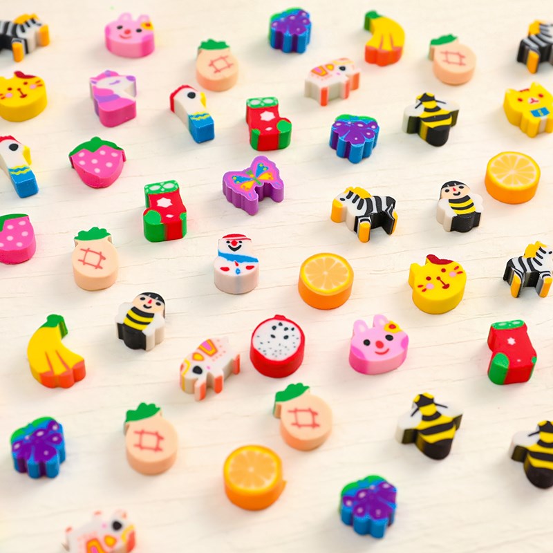 50/100 個鉛筆消しゴムゴムかわいい動物果物消しゴム小学生賞品プロモーションギフト文具子供のための