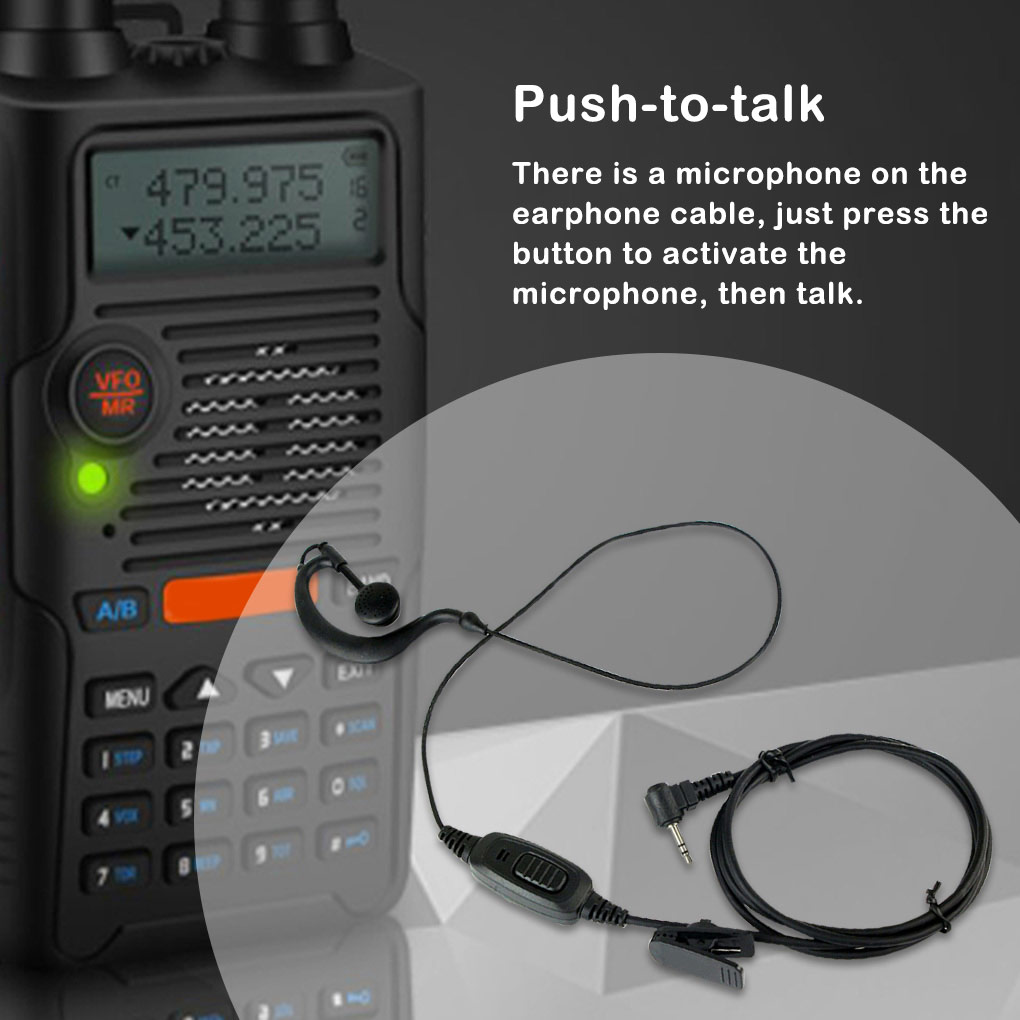 1 Pin 2.5mm Walkie Talkie Wired Earphone Single Ear Button Operation Headphone Headset with Microphone Replacing Part