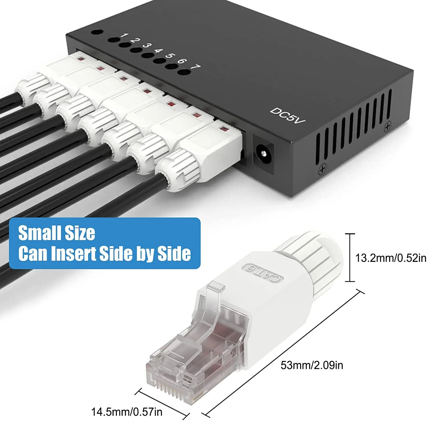 ZoeRax 1 conector RJ45 sin herramientas, enchufe de terminación de campo CAT6A CAT5E CAT6, herramienta RJ45, enchufe Modular chapado en oro sin herramientas,