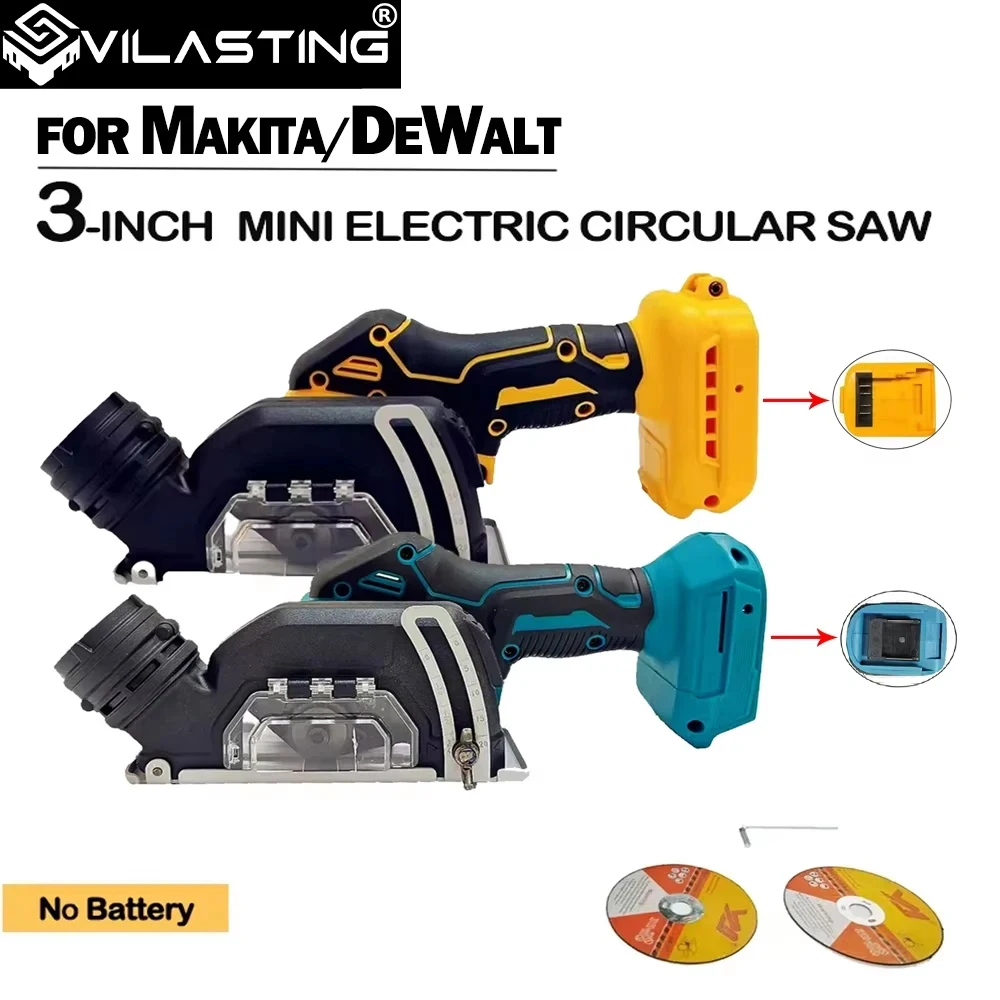 VILASTING-Mini amoladora angular inalámbrica, herramienta de corte eléctrica de 3 pulgadas, sierra Circular de corte, PowerTool para Makita/Dewalt, Pin de batería de 20V