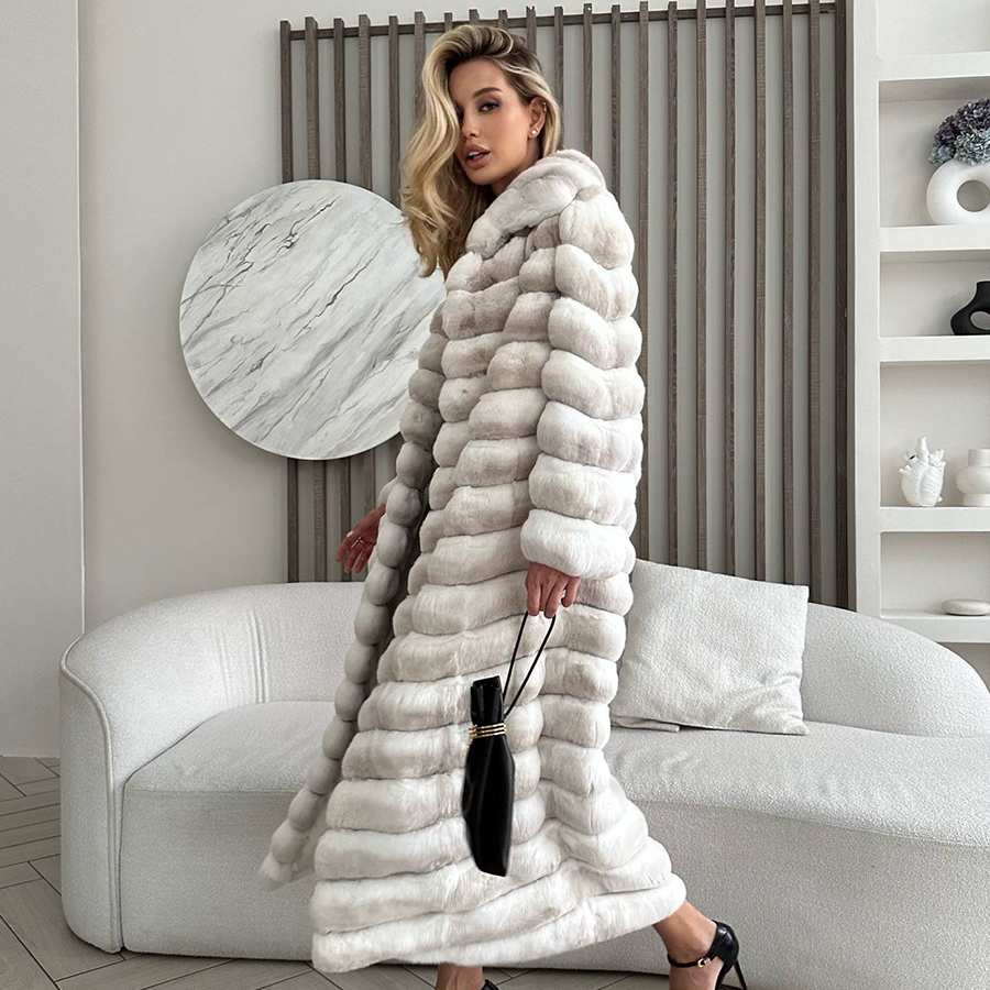 女性のための冬の毛皮のコート、自然なチャイナチラジャケット、ウサギの毛皮、暖かい、2024、2021