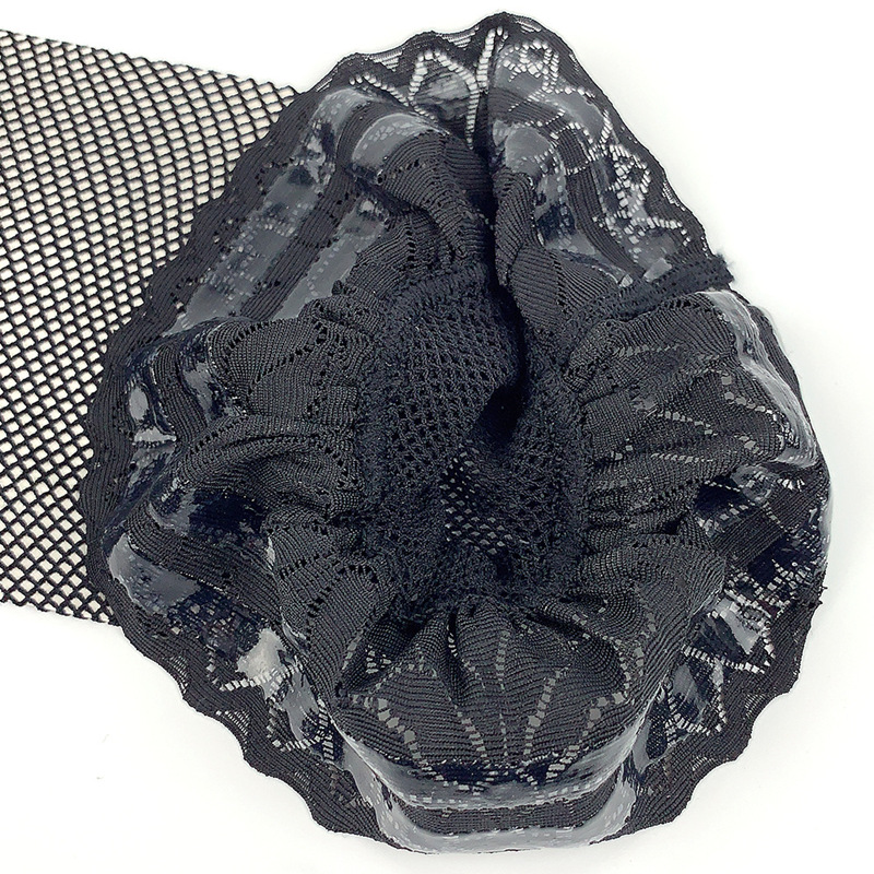 Medias de encaje de malla pequeña para mujer, medias antideslizantes sexys por encima de la rodilla, lencería transparente, ropa interior transparente