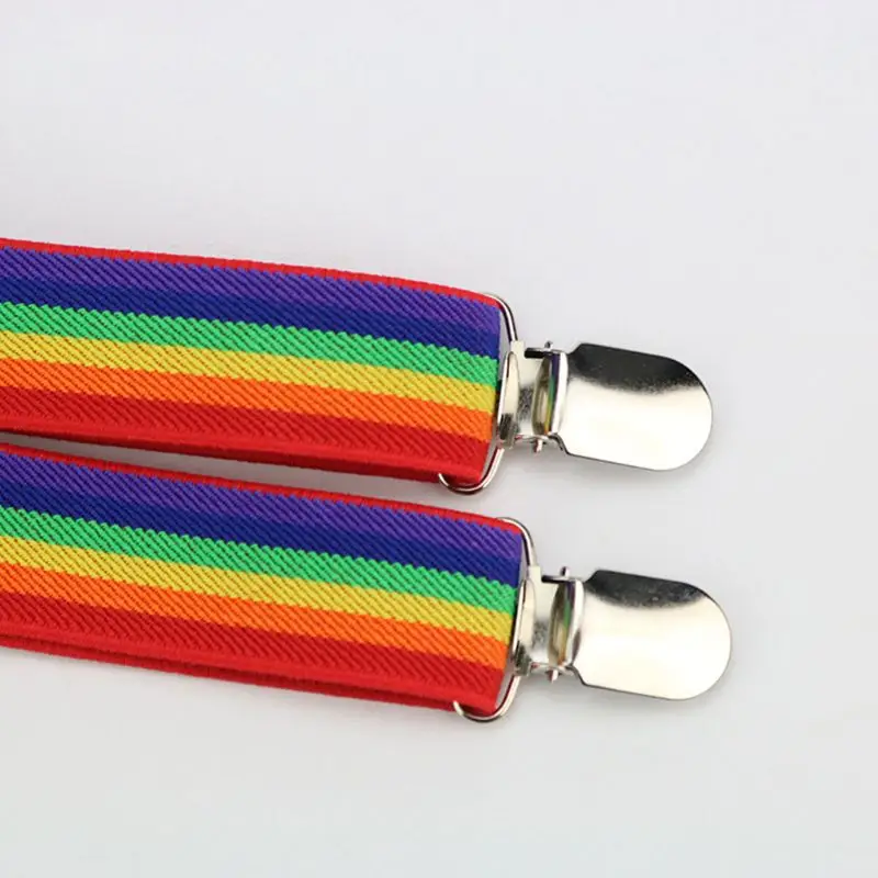 Y1UB Sọc Nhiều Màu Dây Yếm Cầu Vồng Dây Quai Kẹp Người Lớn Unisex Buc