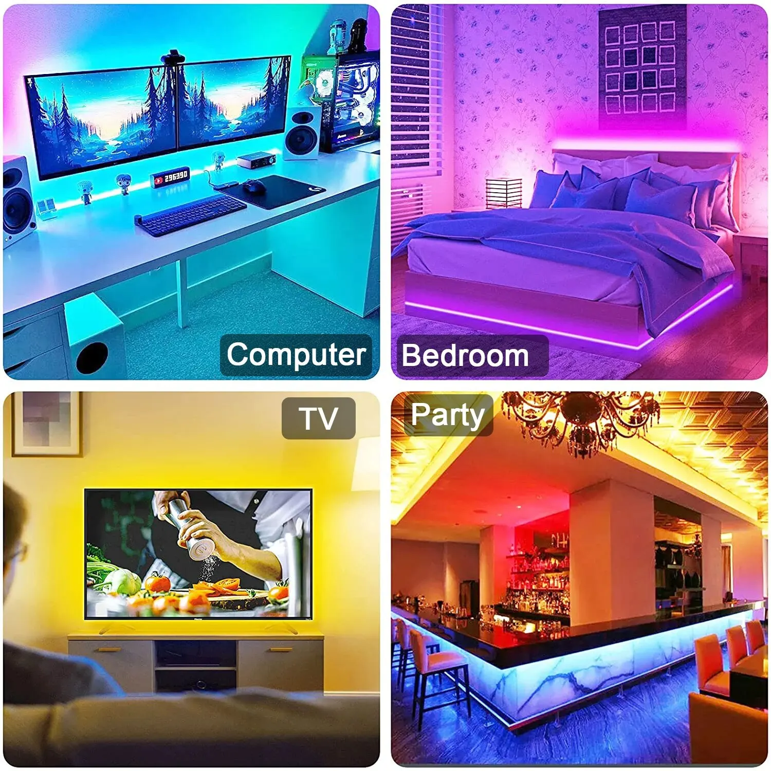 Luci a LED per TV Striscia LED RGB Controllo Bluetooth 5V Nastro LED USB Nastro flessibile per la decorazione della stanza di retroilluminazione della TV
