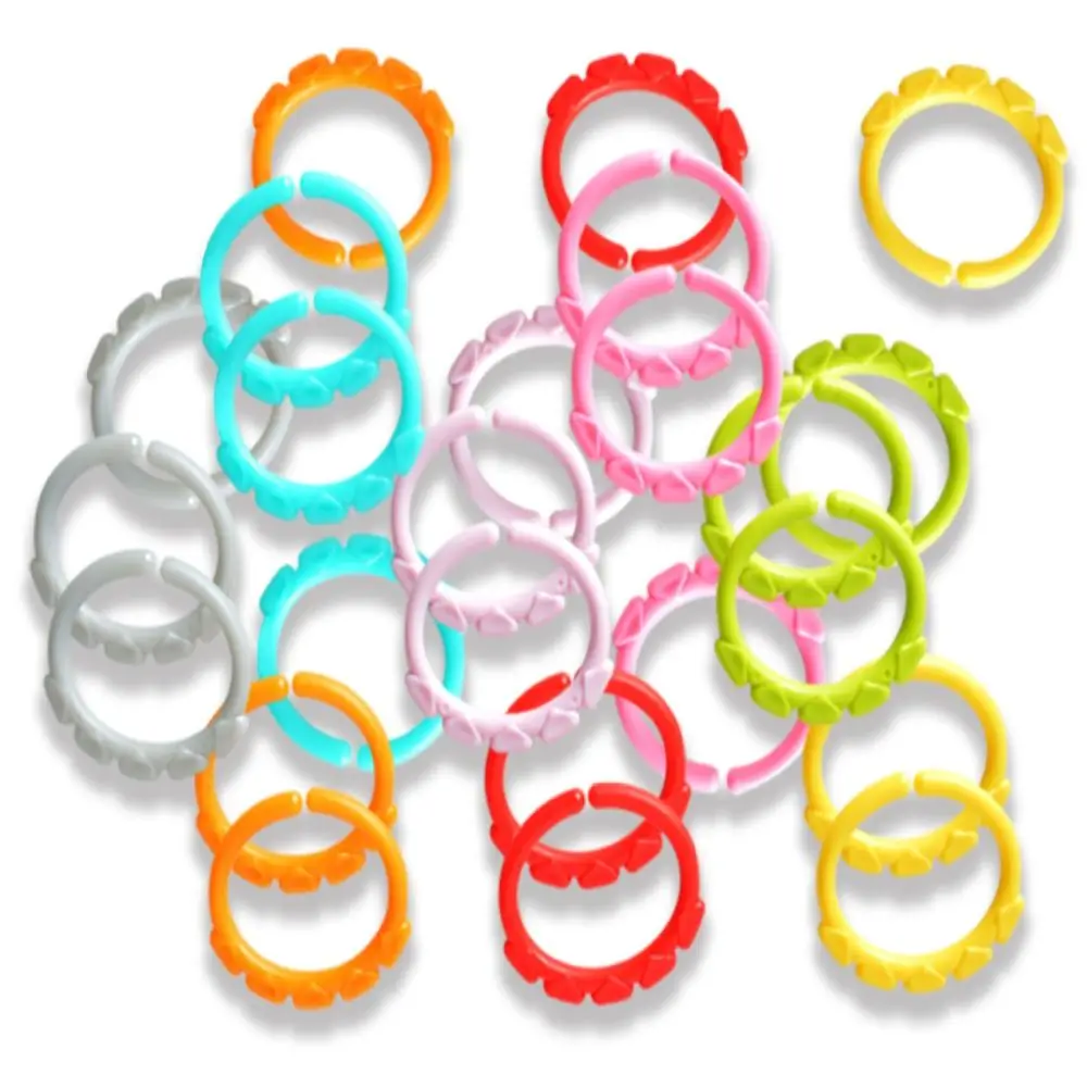 24pcs/set Stroller Plastic Connecting Rings Early Education Clip on Teething Rings for Babies Multicolor Multifunctional