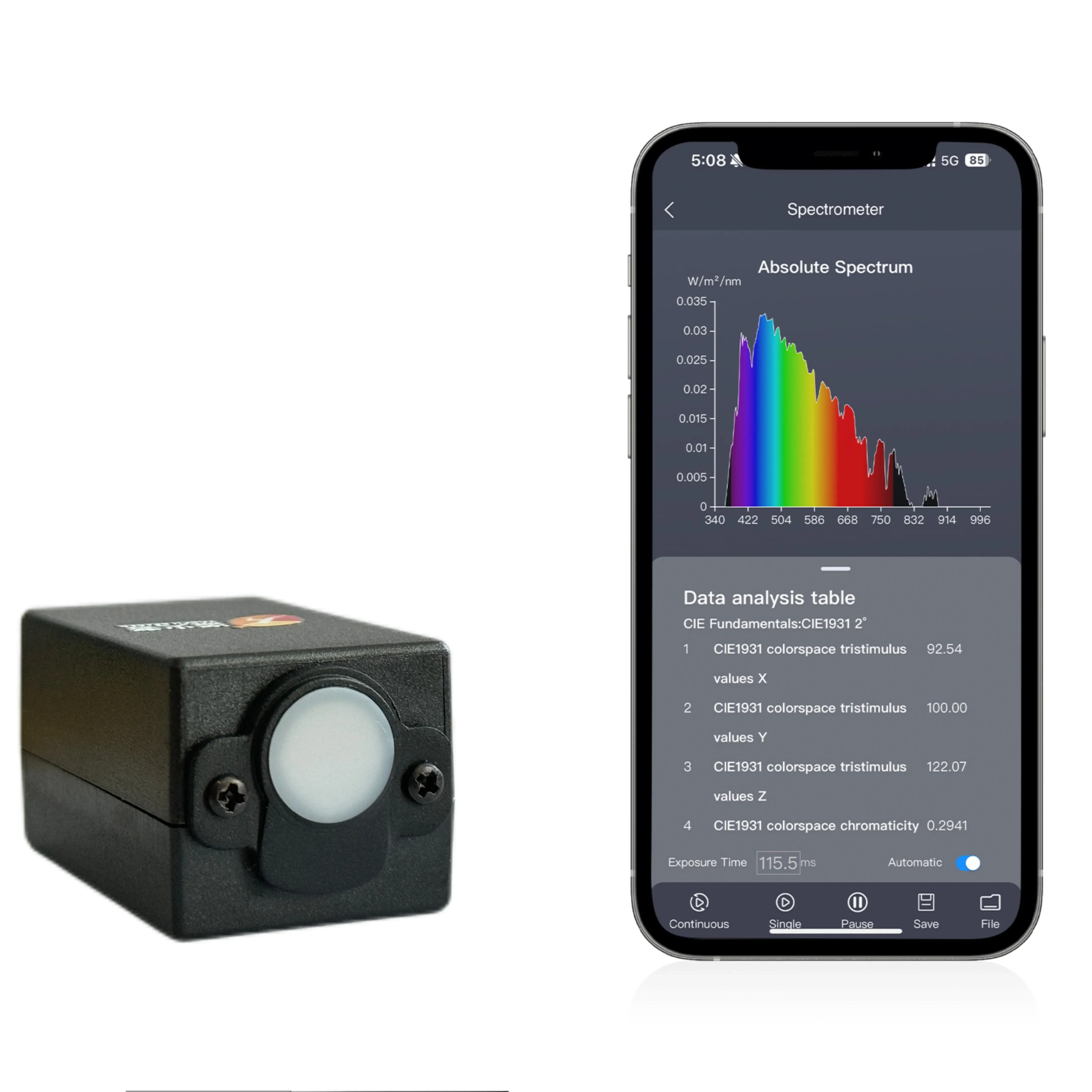 Lab อุปกรณ์วิเคราะห์มือถือแบบพกพาความยาวคลื่น 340-1000nm Spectrometer สเปกตรัมทดสอบ CCT CRI LUX Plant Grow Light LED Mea