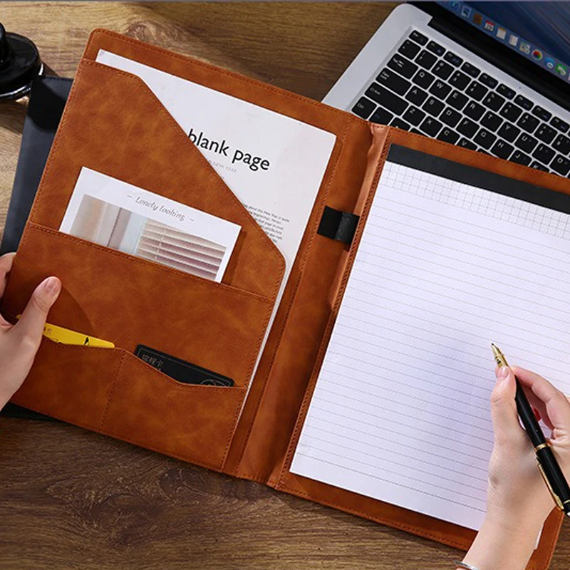 University Executive A4 Conference Leather Portfolio File Folder Organizer Filling Folders Porte Documents Holder for Office