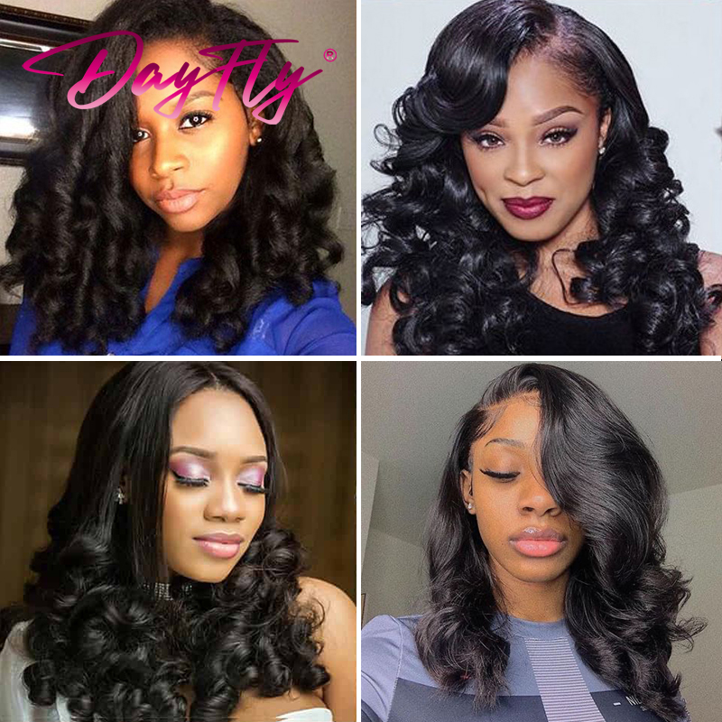 Tissage en Lot Brésilien Naturel avec Closure, Extensions de Cheveux Humains, avec Dentelle Suisse, Ombré, 4 Lots