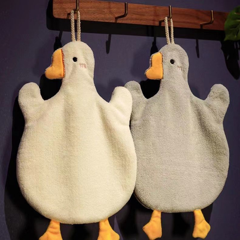 Cartoon Goose Hand Towel Kitchen Bathroom and Toilet Hand Towel Hanging Type with Super Water Absorption Quick Drying It Is Hard