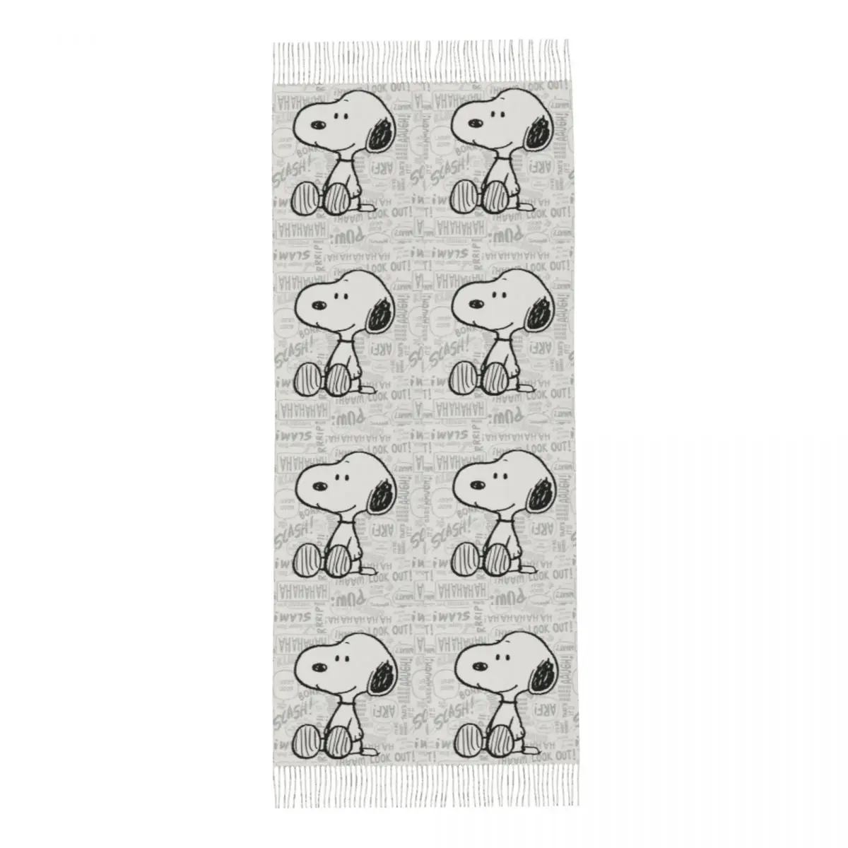 Bufanda con estampado personalizado de Snoopy en negro y blanco para hombre y mujer, bufandas cálidas para invierno y otoño, chal de maní